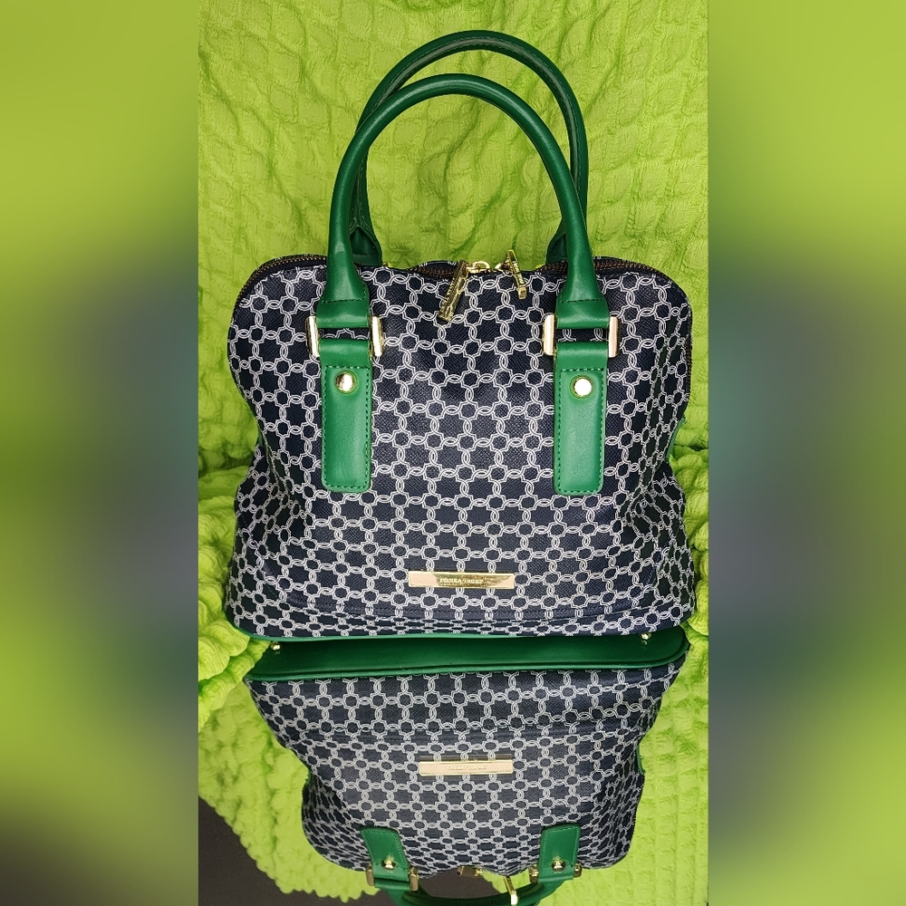 Ivanka Trump Green and Navy Satchel bag, large, excellent!